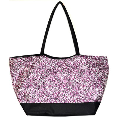 180481-HOT PINK/BLACK CHEETAH DESIGN SHOPPING OR BEACH BAG